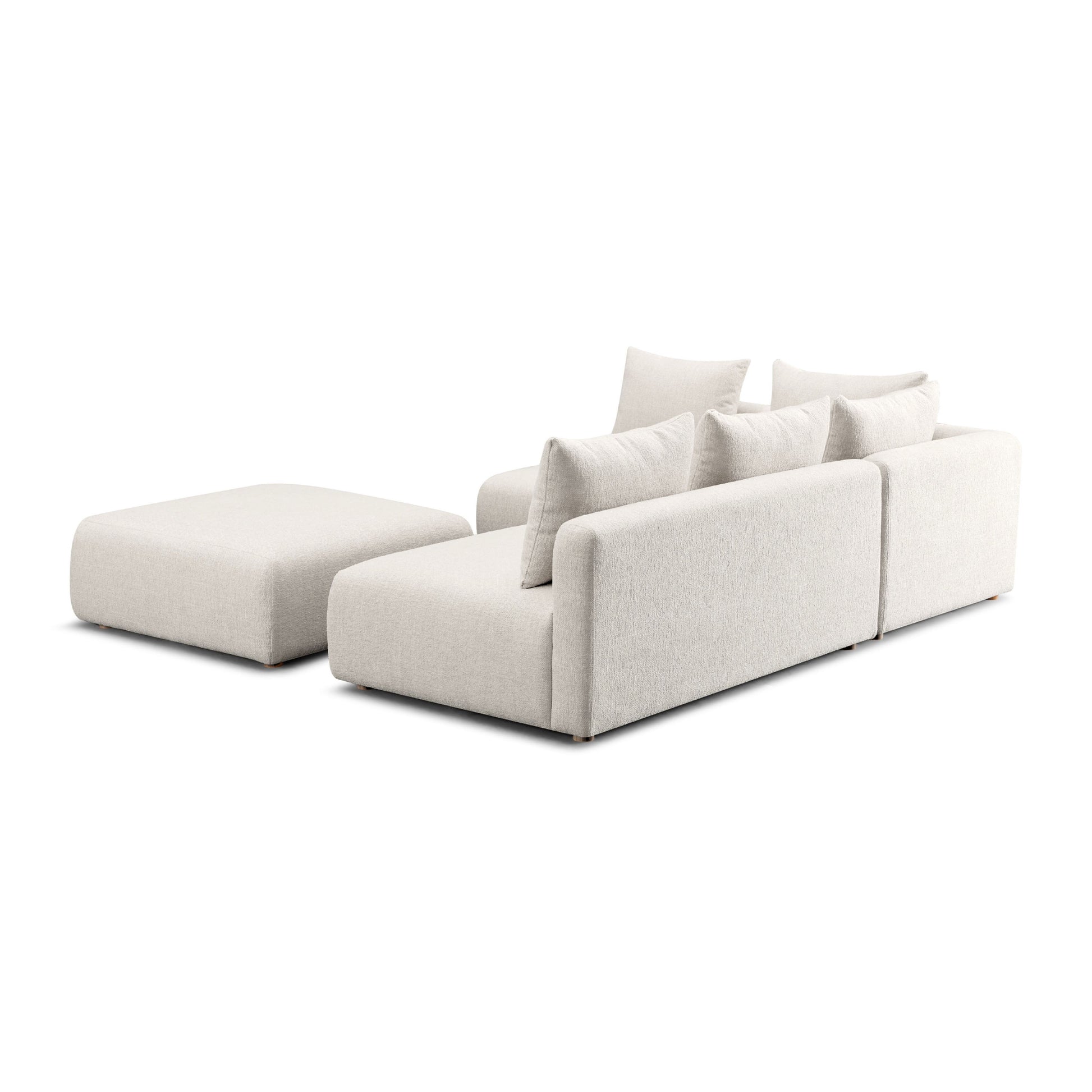 Hangover 4-Piece Contract-Grade Textured Fabric Modular Chaise Sectional - Cream - Image 5