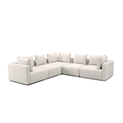 Hangover 5-Piece Contract-Grade Textured Fabric Modular L-Sectional - Cream - Image 1