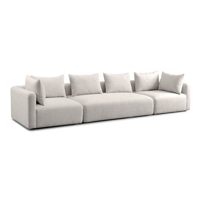 Hangover 145" Contract-Grade Textured Fabric Long Sofa - Cream - Image 1