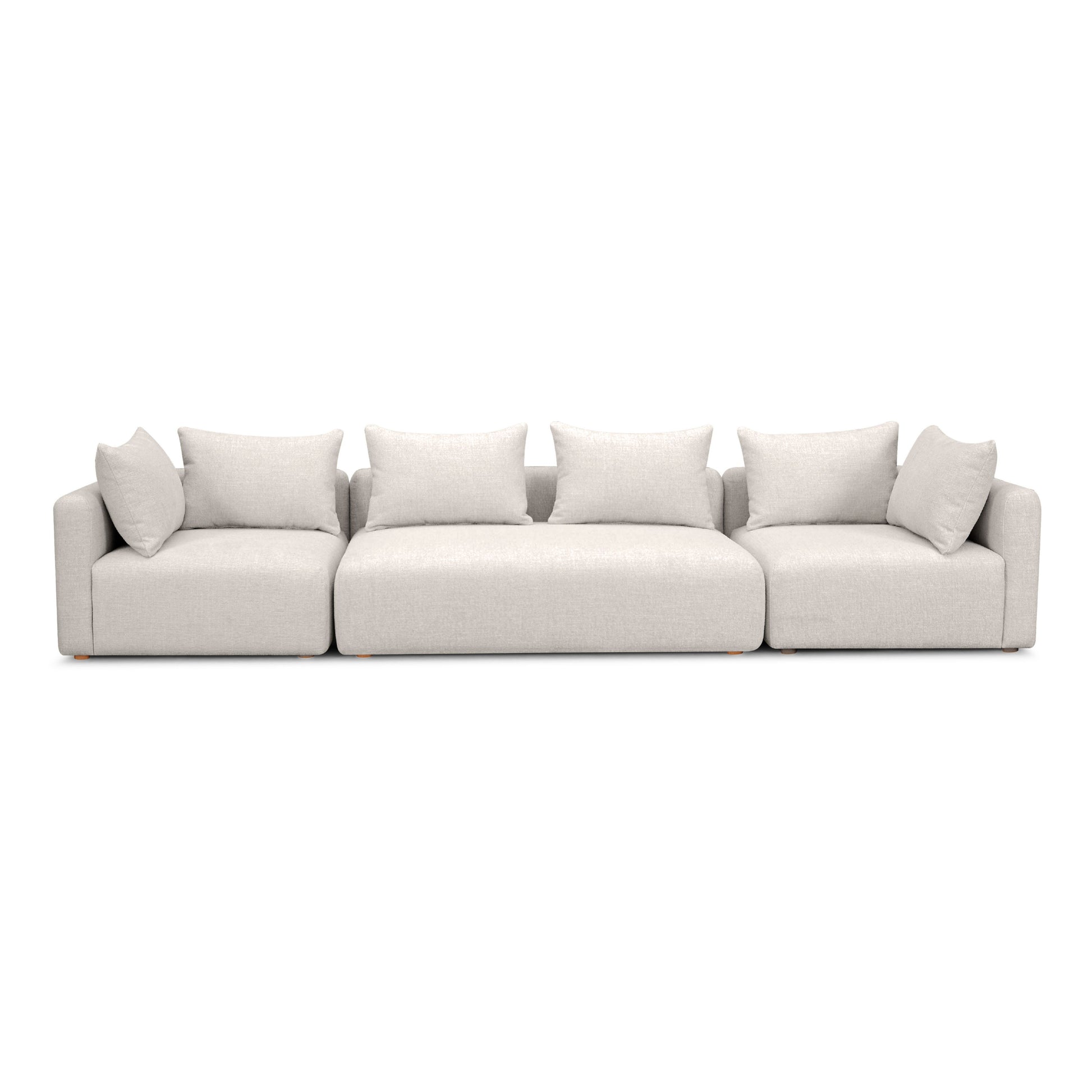 Hangover 145" Contract-Grade Textured Fabric Long Sofa - Cream - Image 2