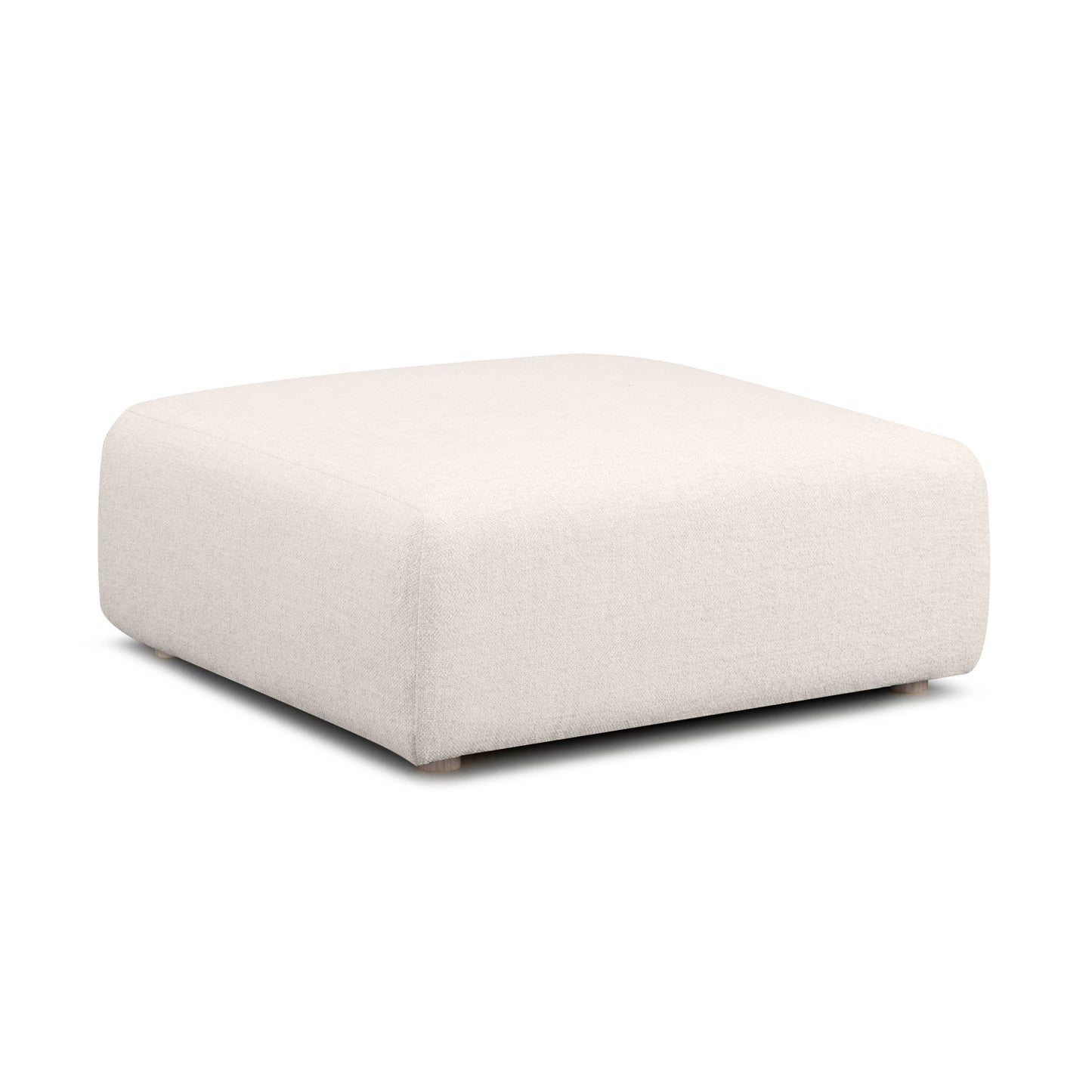 Hangover Contract-Grade Textured Fabric Ottoman - Cream - Image 1