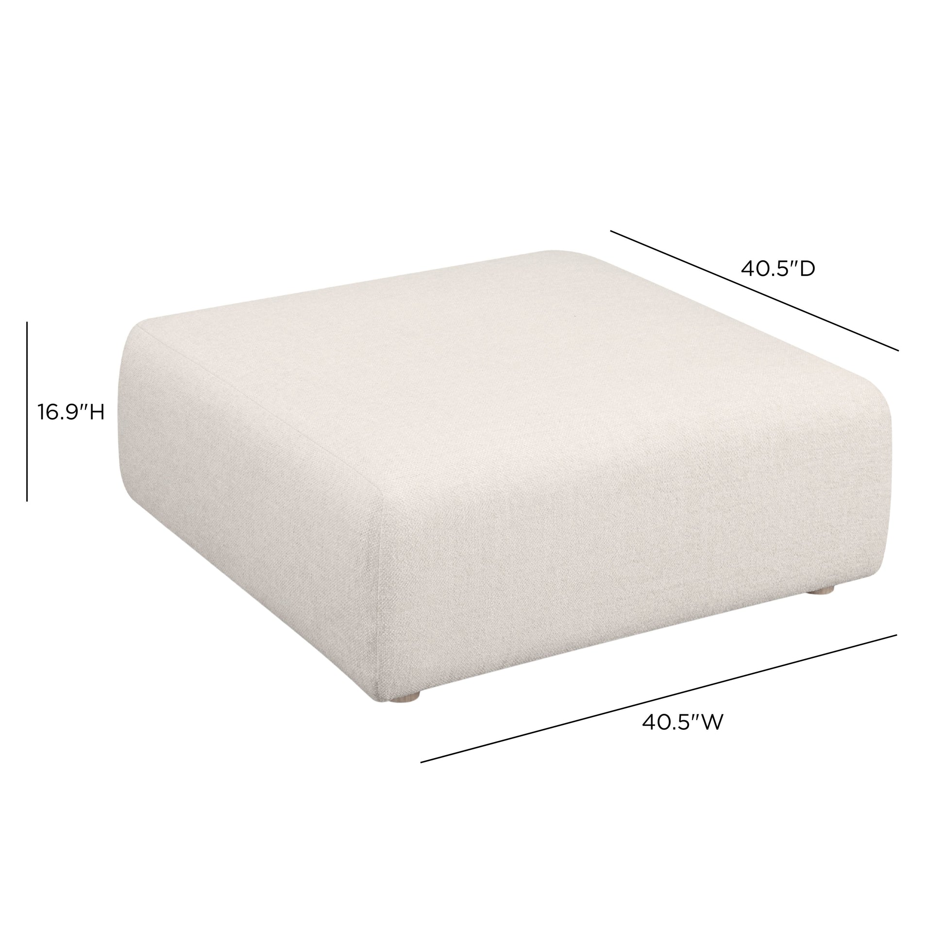 Hangover Contract-Grade Textured Fabric Ottoman - Cream - Image 5