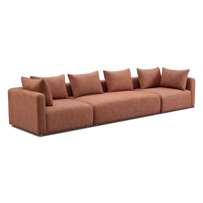 Hangover 145" Contract-Grade Textured Fabric Long Sofa - Red - Image 1