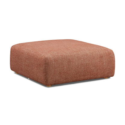 Hangover Contract-Grade Textured Fabric Ottoman - Red - Image 1