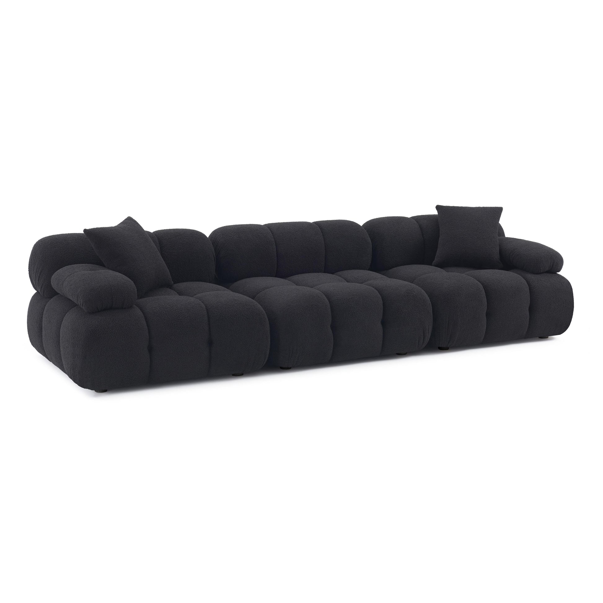 Calliope 118" Performance Vegan Shearling Modular Sofa - Black - Image 3