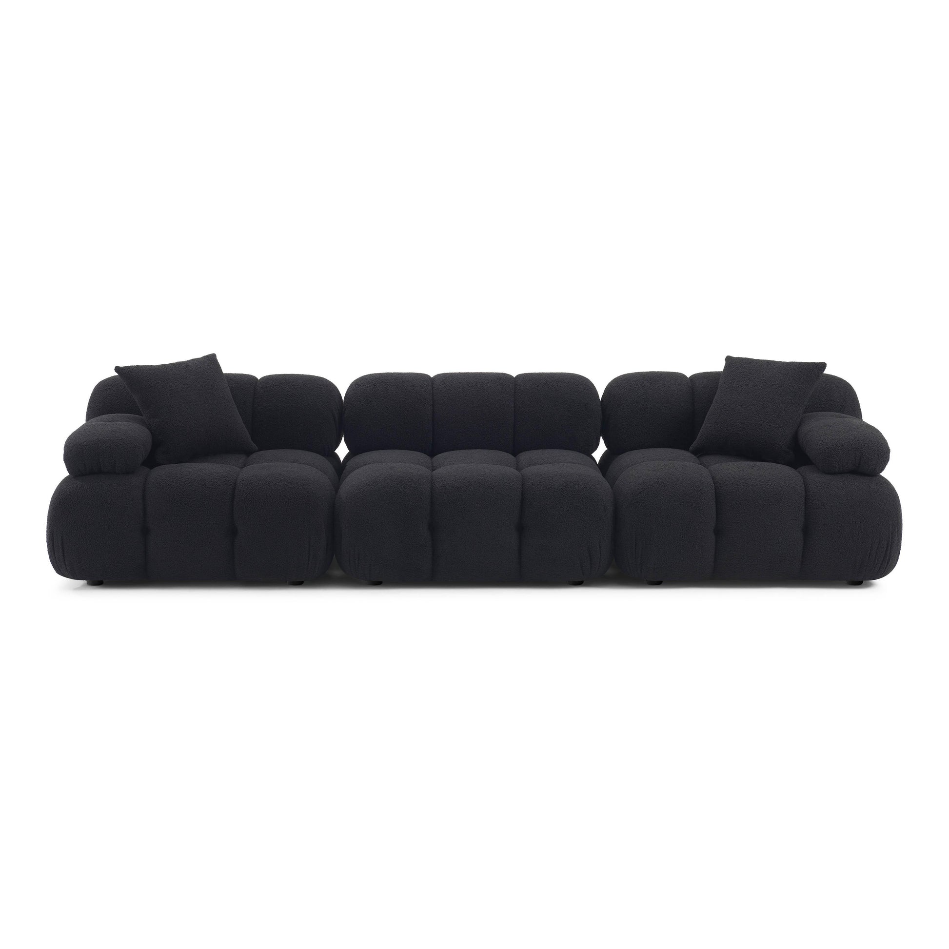 Calliope 118" Performance Vegan Shearling Modular Sofa - Black - Image 1