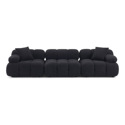 Calliope 118" Performance Vegan Shearling Modular Sofa - Black - Image 1