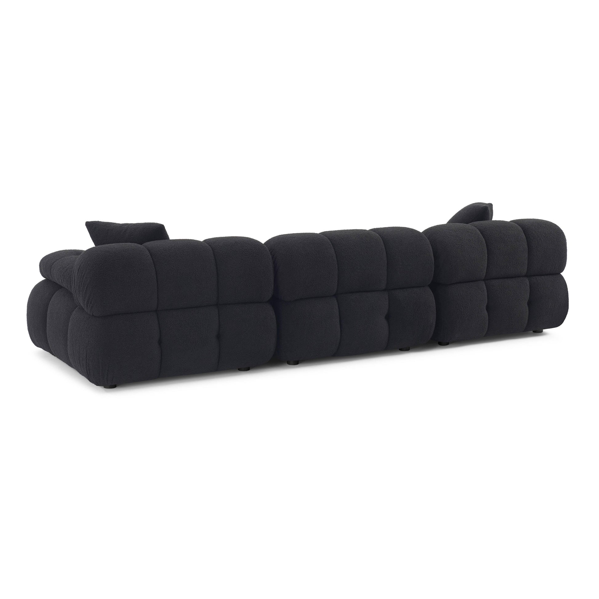 Calliope 118" Performance Vegan Shearling Modular Sofa - Black - Image 4