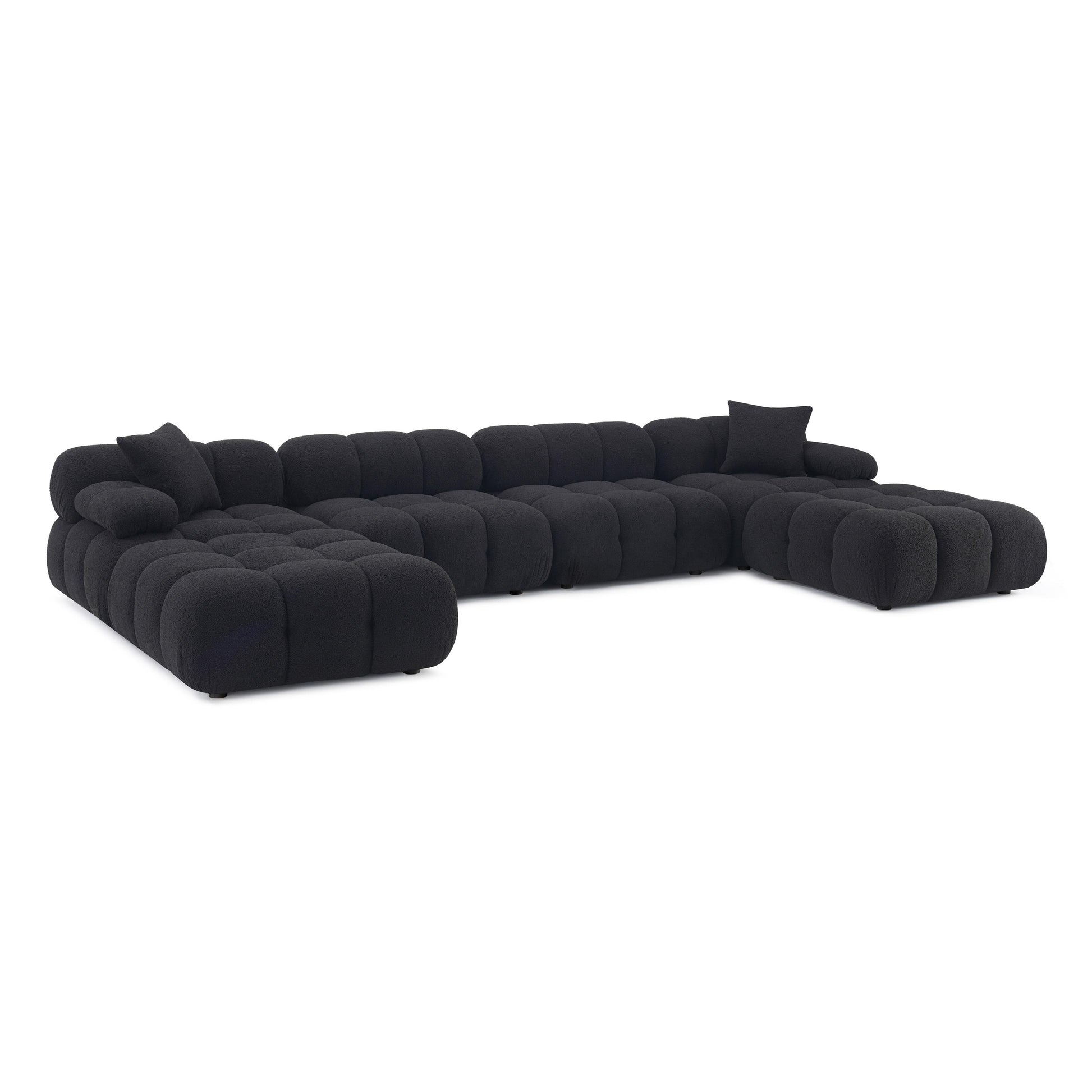 Calliope 6-piece Performance Vegan Shearling Modular U-Sectional - Black - Image 3