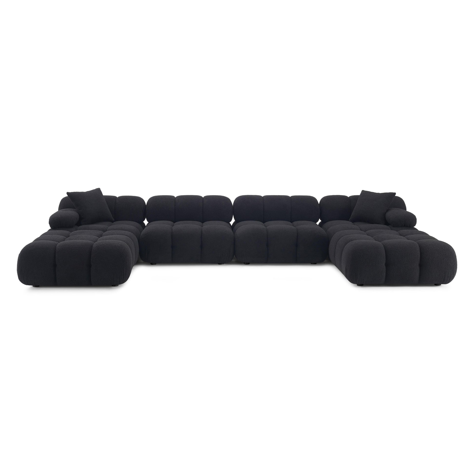 Calliope 6-piece Performance Vegan Shearling Modular U-Sectional - Black - Image 1