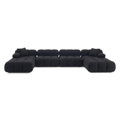 Calliope 6-piece Performance Vegan Shearling Modular U-Sectional - Black - Image 1