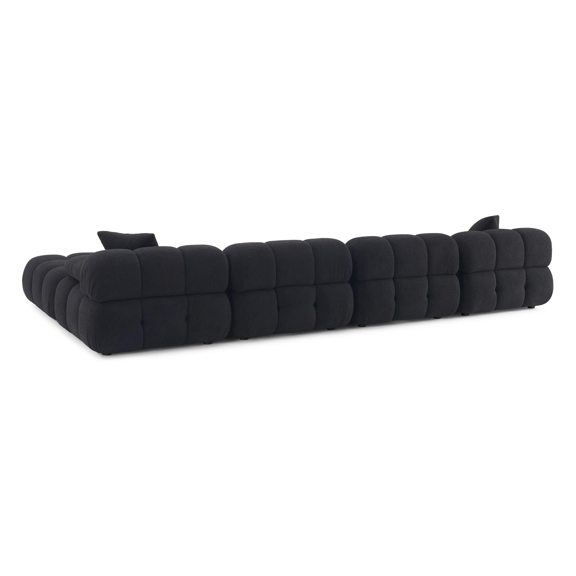 Calliope 6-piece Performance Vegan Shearling Modular U-Sectional - Black - Image 4