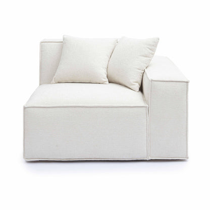 Mindy Performance Chenille Basketweave Modular Corner Chair - Cream / RAF - Image 1