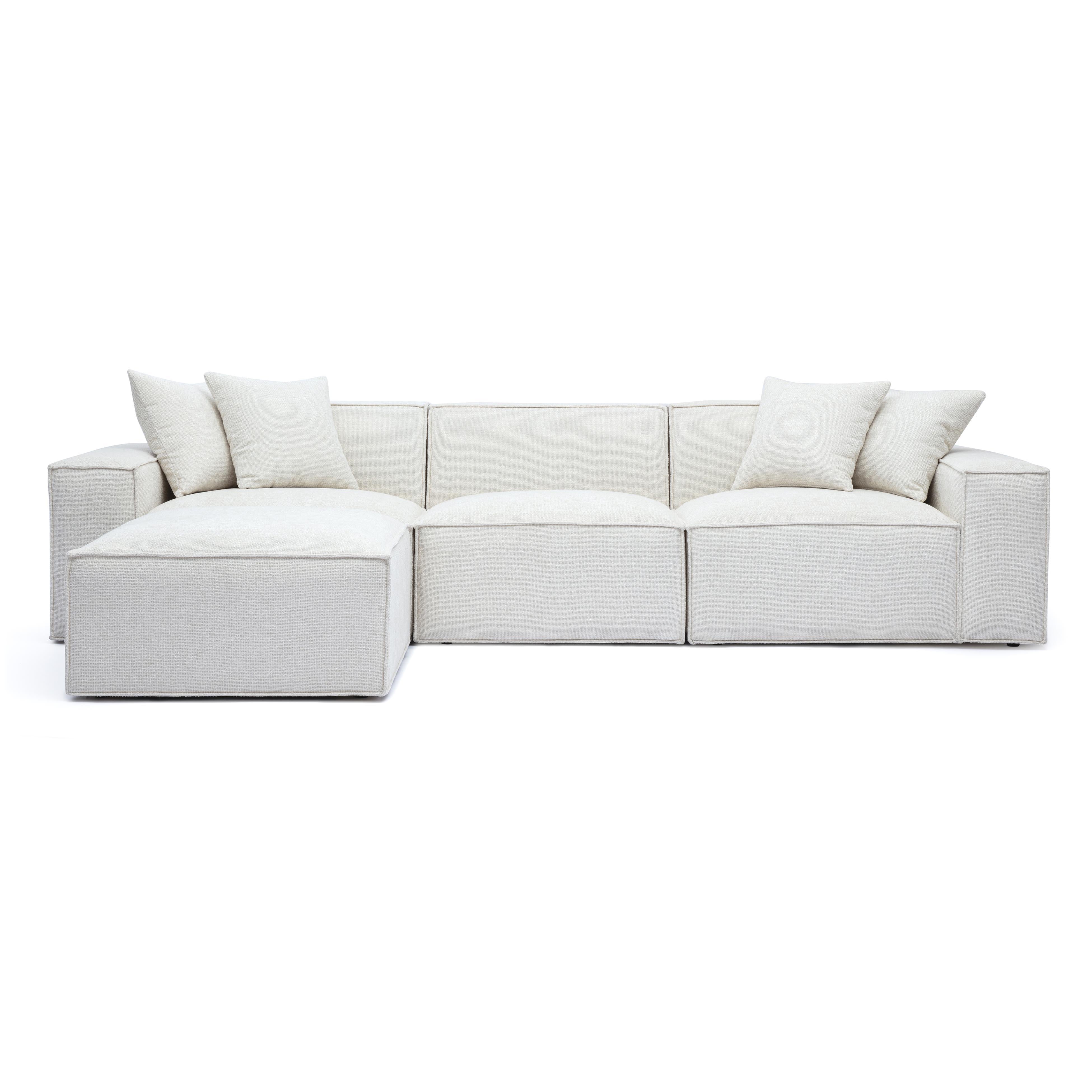 nekochan 静床12SW Mindy 4-Piece Chenille Basketweave Modular Sectional | TOV Furniture