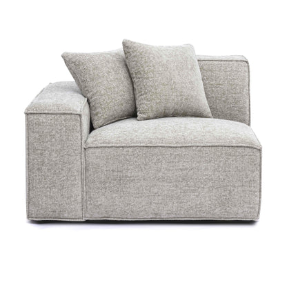 Mindy Performance Chenille Basketweave Modular Corner Chair - Taupe / LAF - Image 1