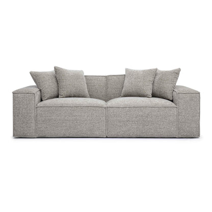 Mindy 84" Performance Chenille Basketweave Modular Loveseat - Taupe - Image 1