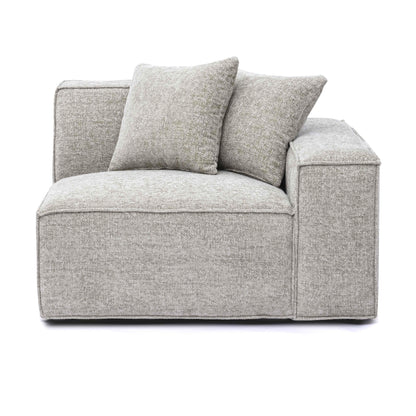 Mindy Performance Chenille Basketweave Modular Corner Chair - Taupe / RAF - Image 1