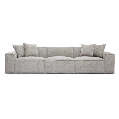 Mindy 115" Performance Chenille Basketweave Modular Sofa - Taupe - Image 1
