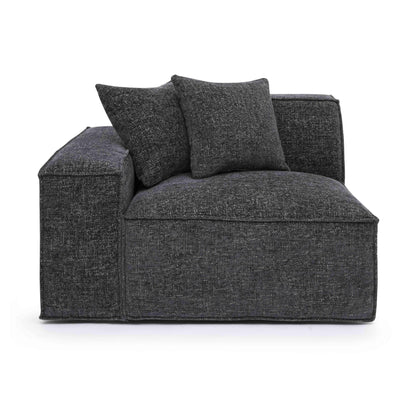 Mindy Performance Chenille Basketweave Modular Corner Chair - Charcoal / LAF - Image 1