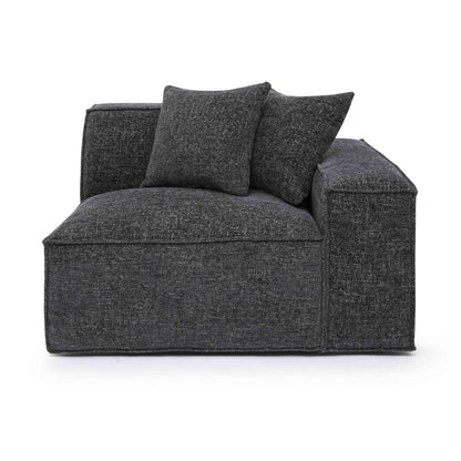 Mindy Performance Chenille Basketweave Modular Corner Chair - Charcoal / RAF - Image 1