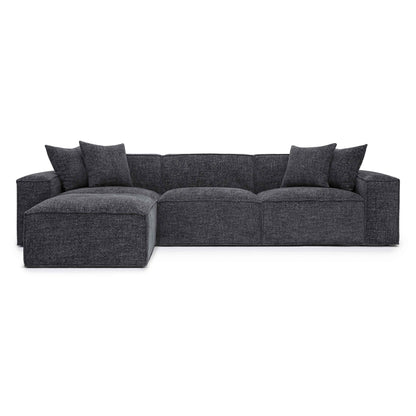 Mindy 4-Piece Performance Chenille Basketweave Modular Sectional - Charcoal - Image 1