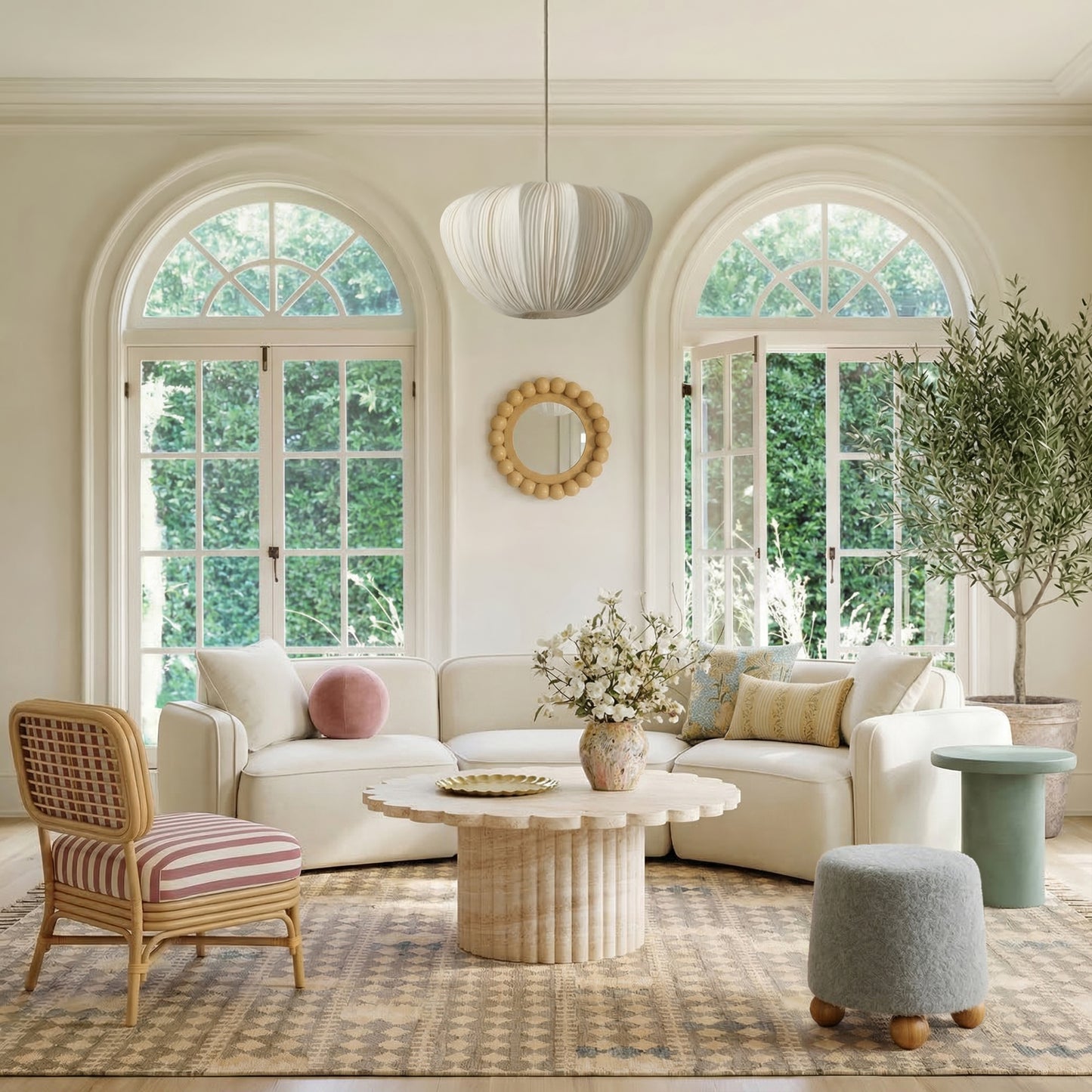 Travie 3-Piece Sand Upcycled Performance Linen Modular L-Sectional - Image 2