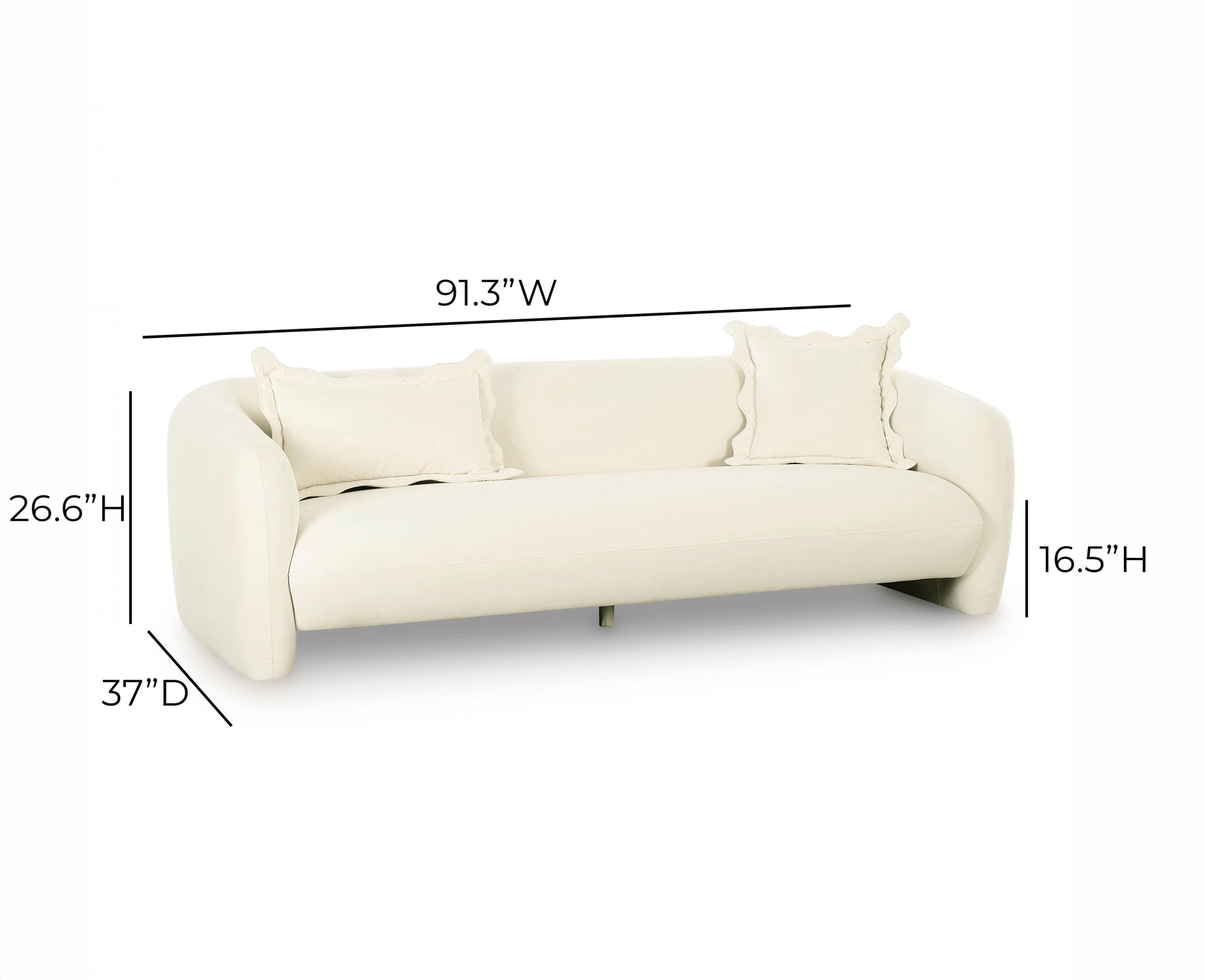 Lou 91" Performance Velvet Sofa - Cream - Image 6