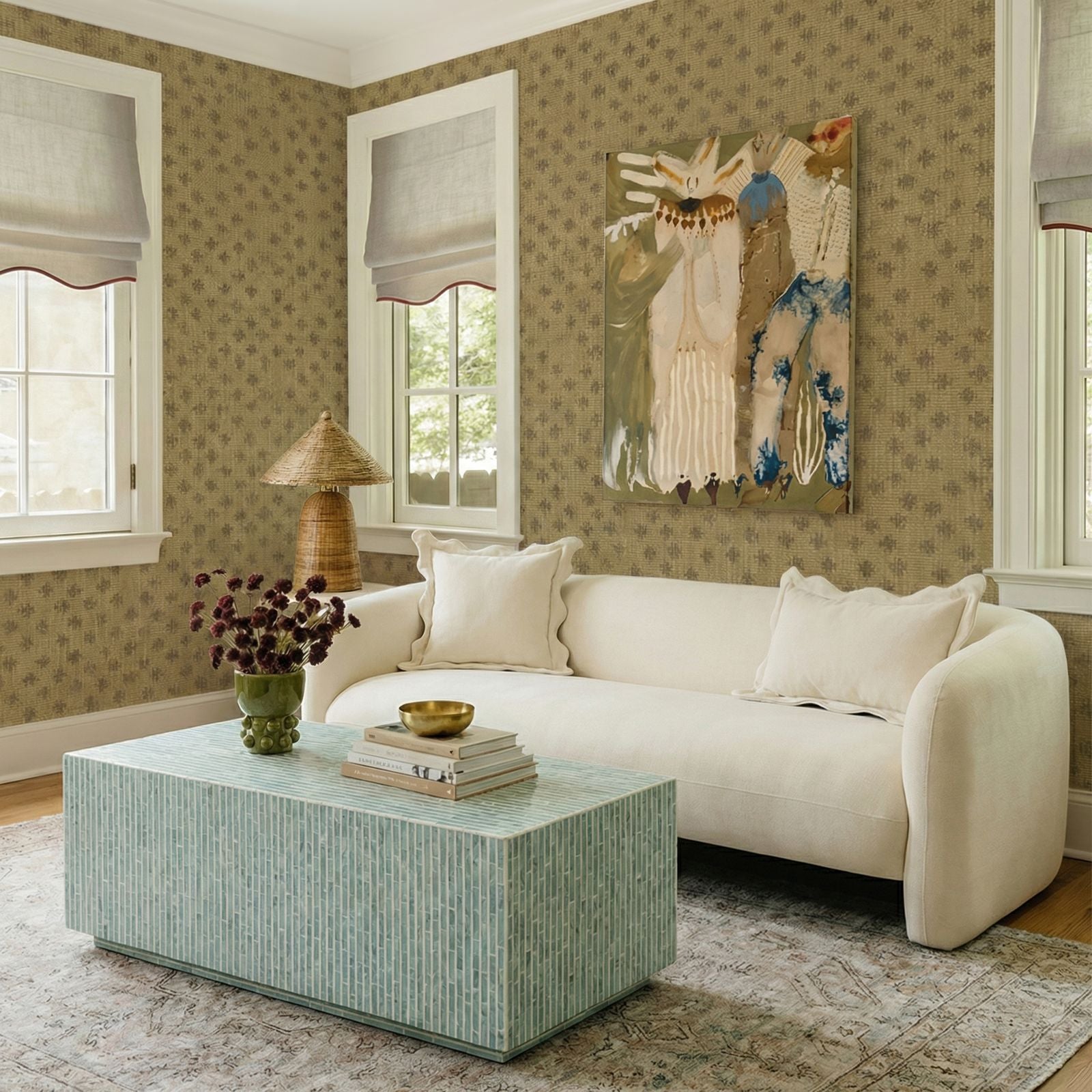 Lou 91" Performance Velvet Sofa - Cream - Image 2