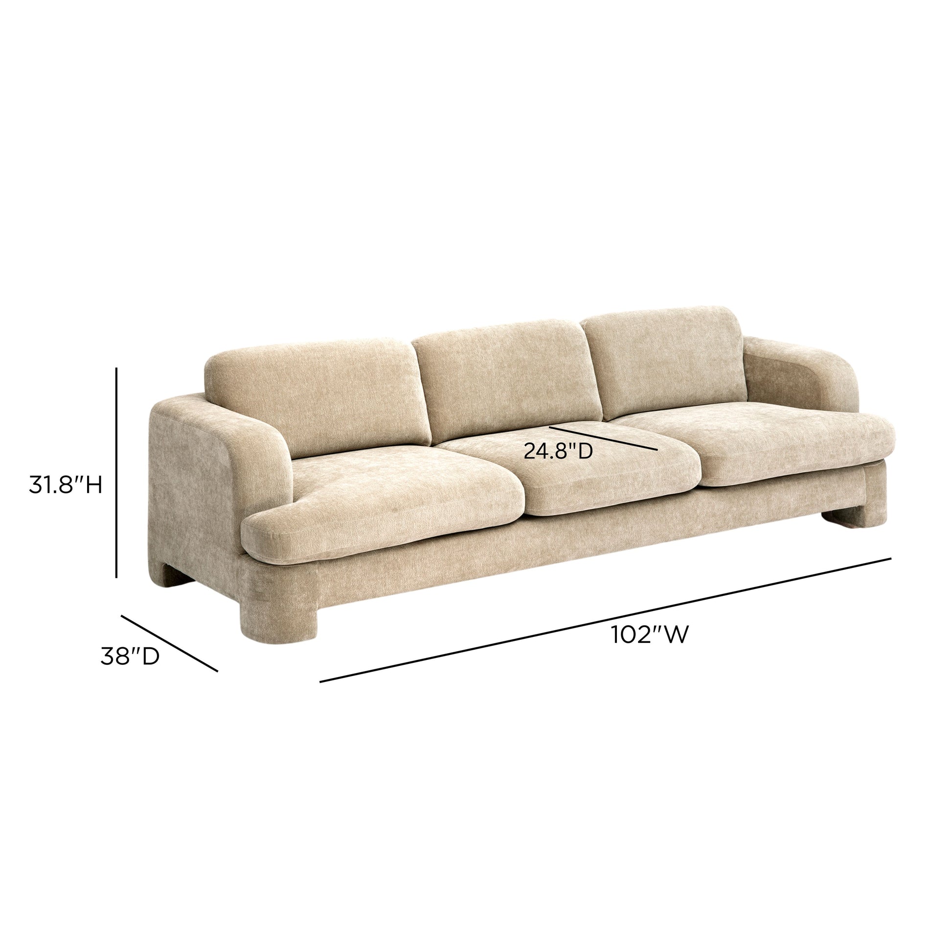 Halsey Textured Fabric Sofa - Tan - Image 6
