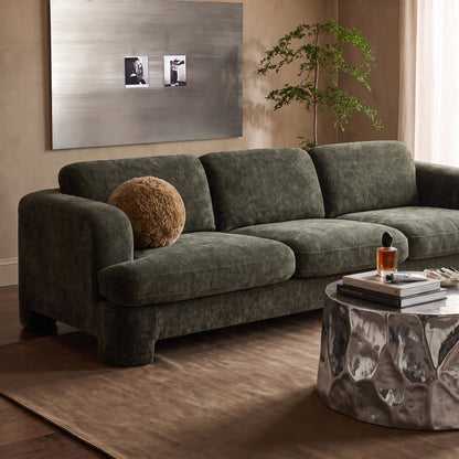 Halsey 102" Textured Fabric Sofa - Green - Image 1
