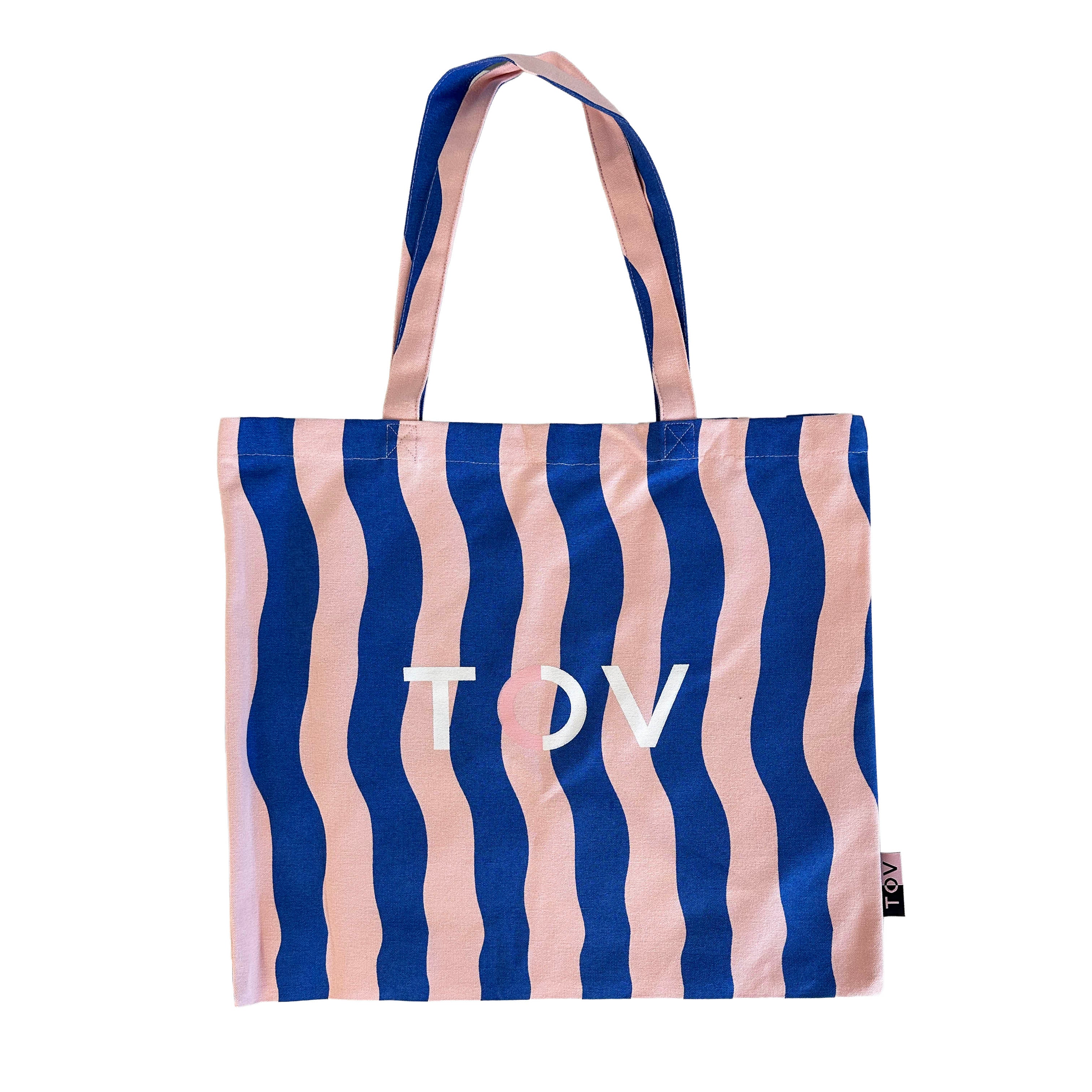 Don't Be Boring Pink and Blue Striped Tote Bag | TOV Furniture