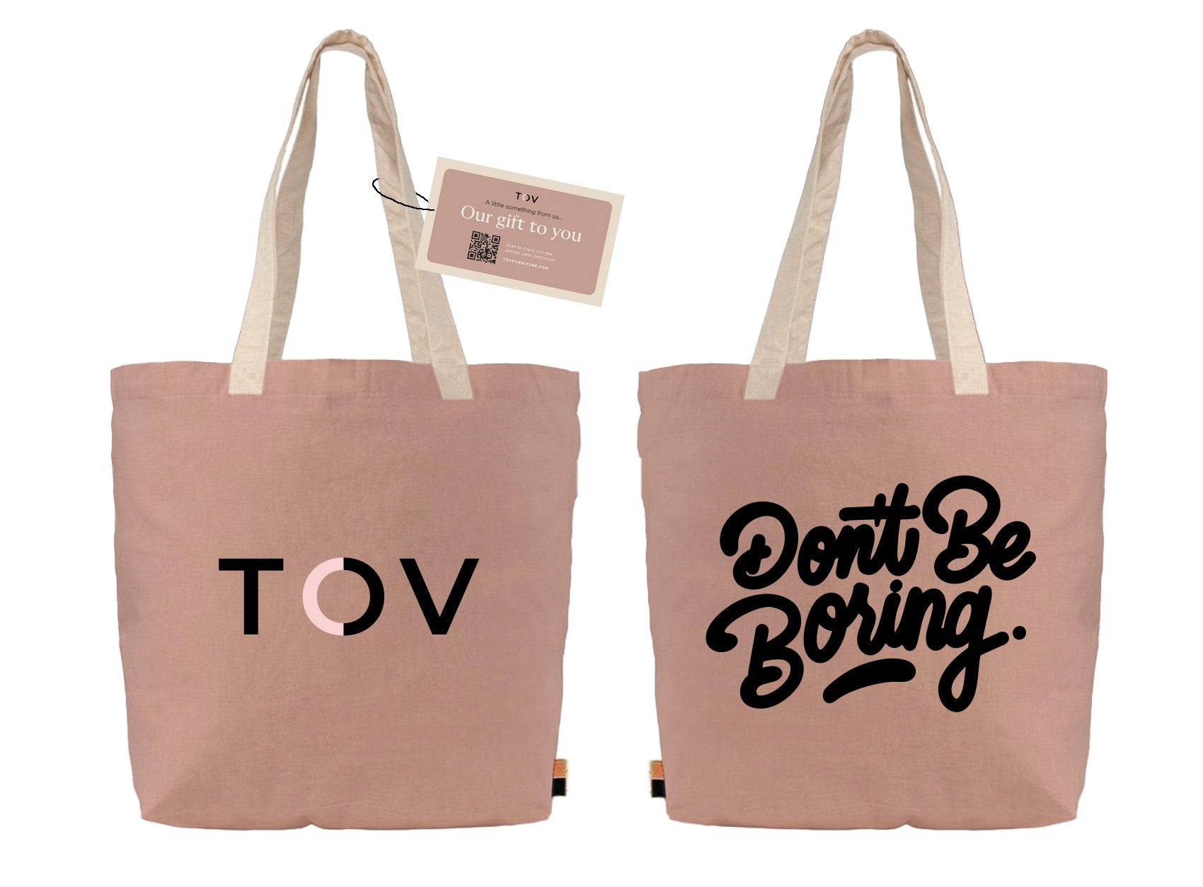 Don't Be Boring Pink and Blue Striped Tote Bag | TOV Furniture