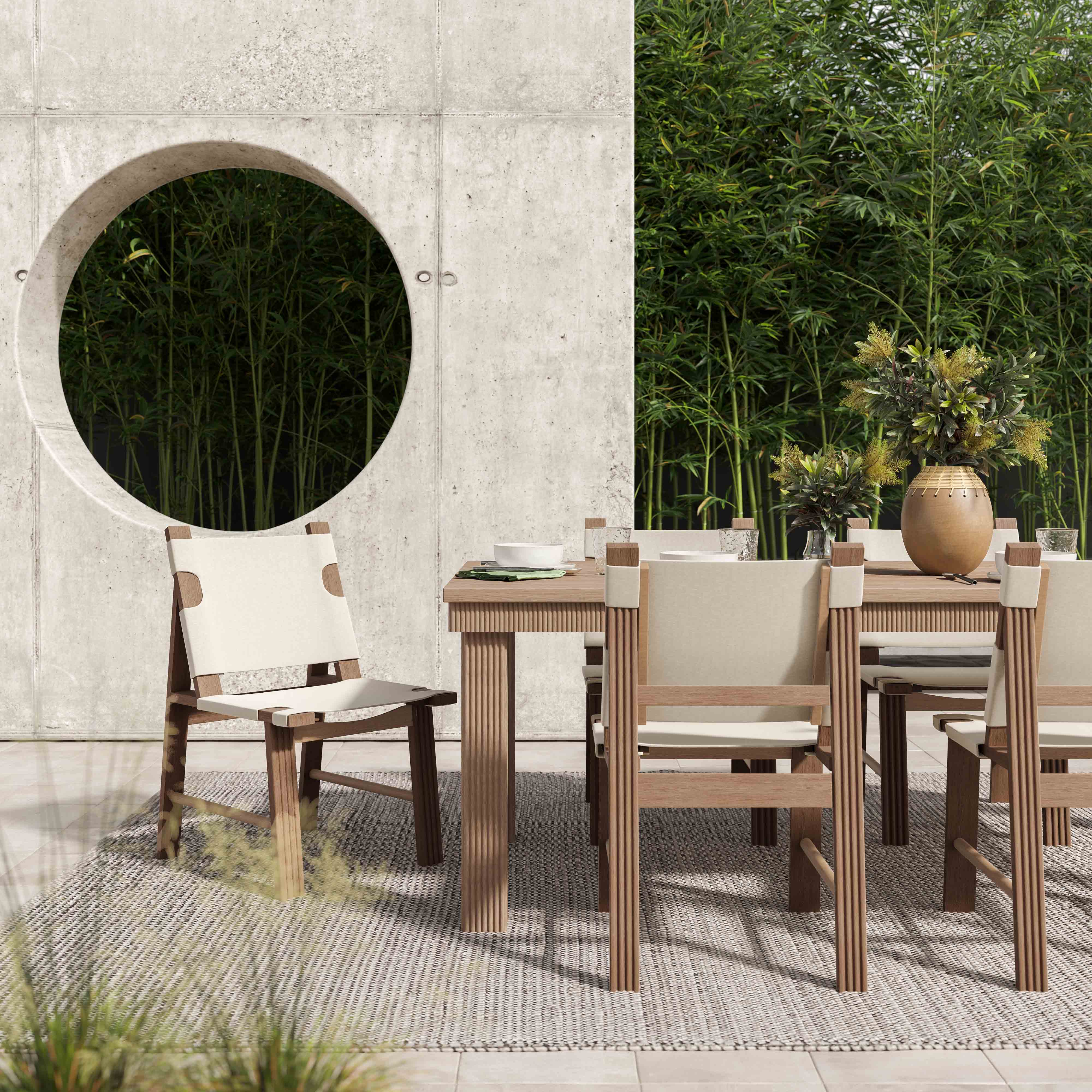 GALLERIA DUE PONTI（ガレリア・デュエ・ポンティ）ウッドチェア Cassie Cream Outdoor Dining Chair - Set of 2 | TOV Furniture