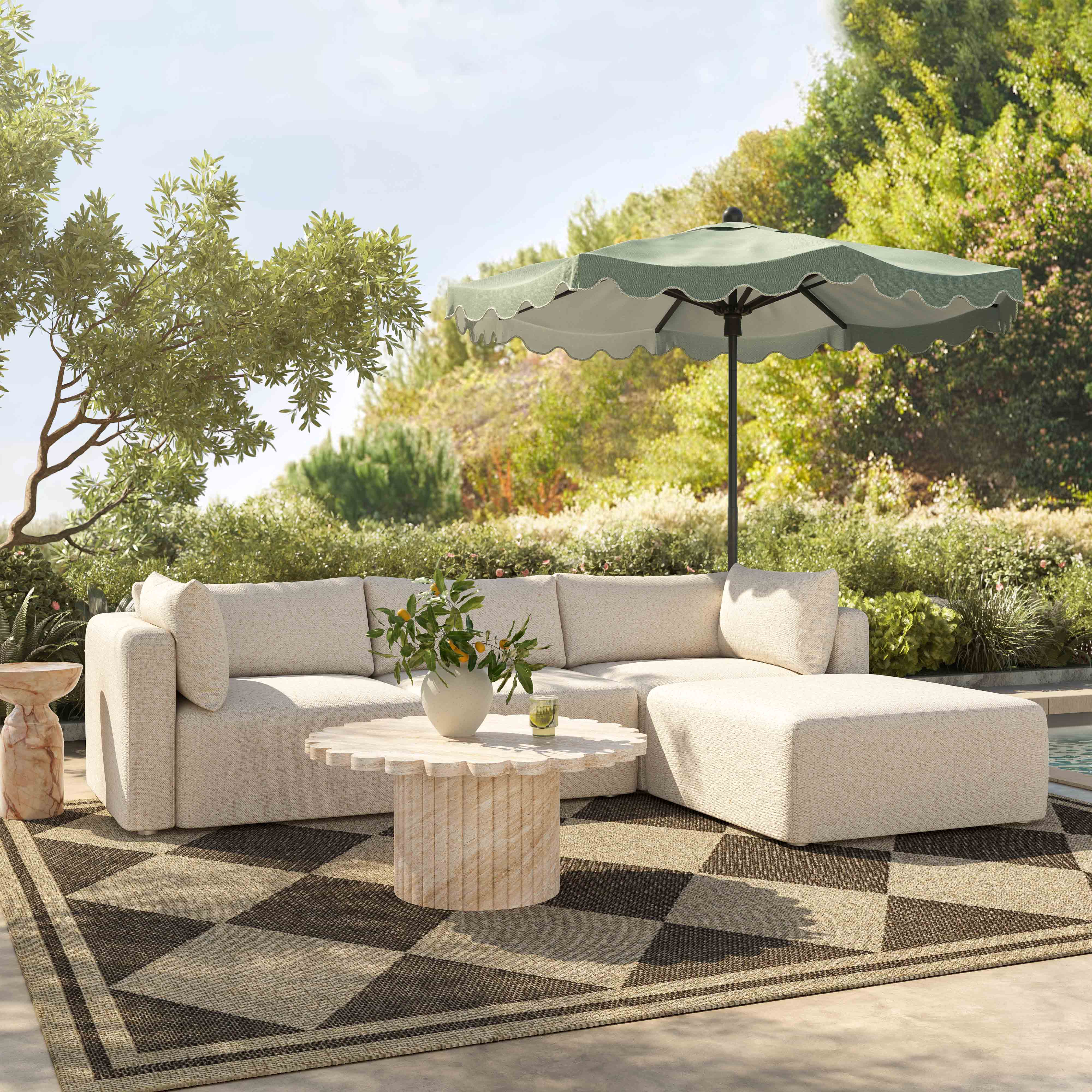 Hangover 4-Piece Cream Outdoor Modular Sectional | TOV Furniture
