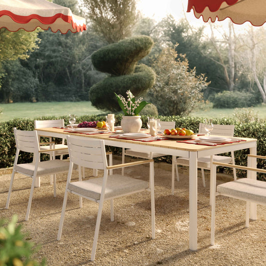 Sardinia 95" Light Teak Outdoor Rectangular Dining Table - Image 2