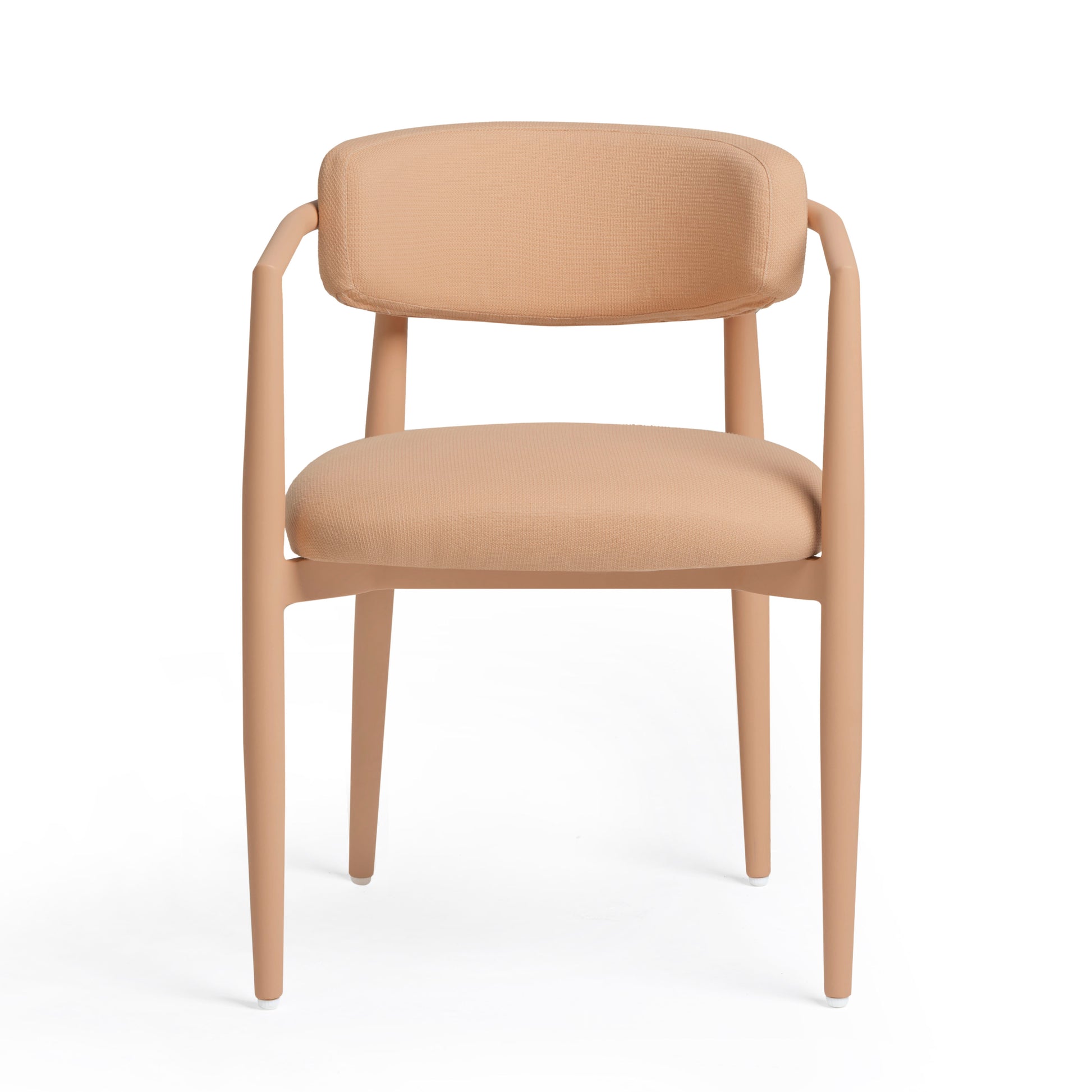 Annika Textured Contract-Grade Fabric Outdoor Dining Arm Chair - Peach - Image 3