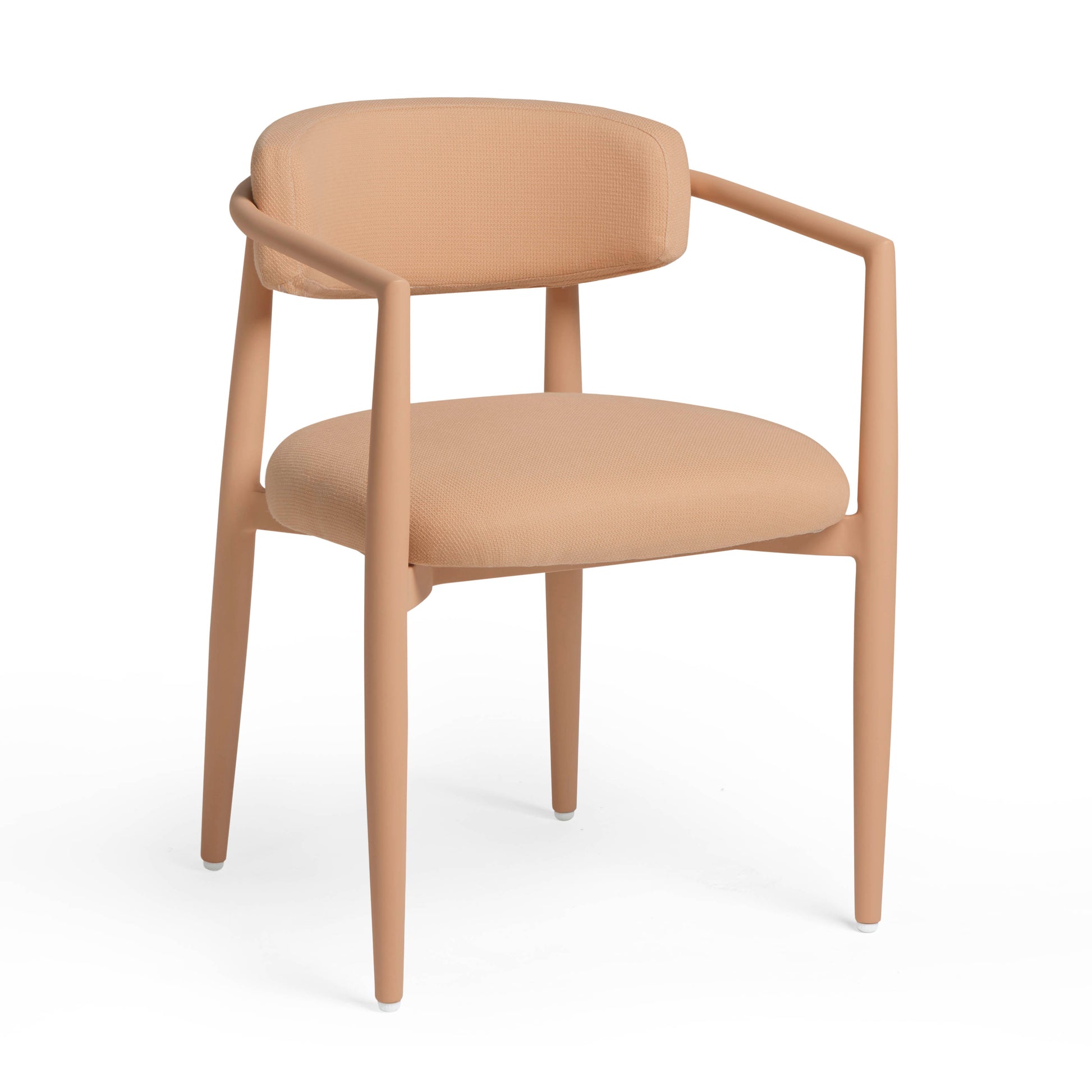 Annika Textured Contract-Grade Fabric Outdoor Dining Arm Chair - Peach - Image 1