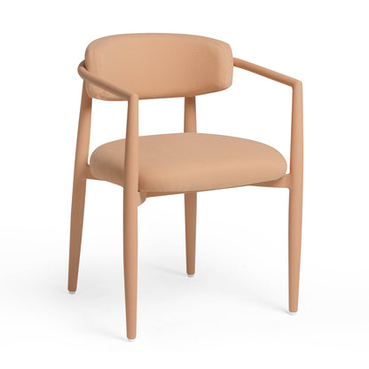 Annika Textured Contract-Grade Fabric Outdoor Dining Arm Chair - Peach - Image 1