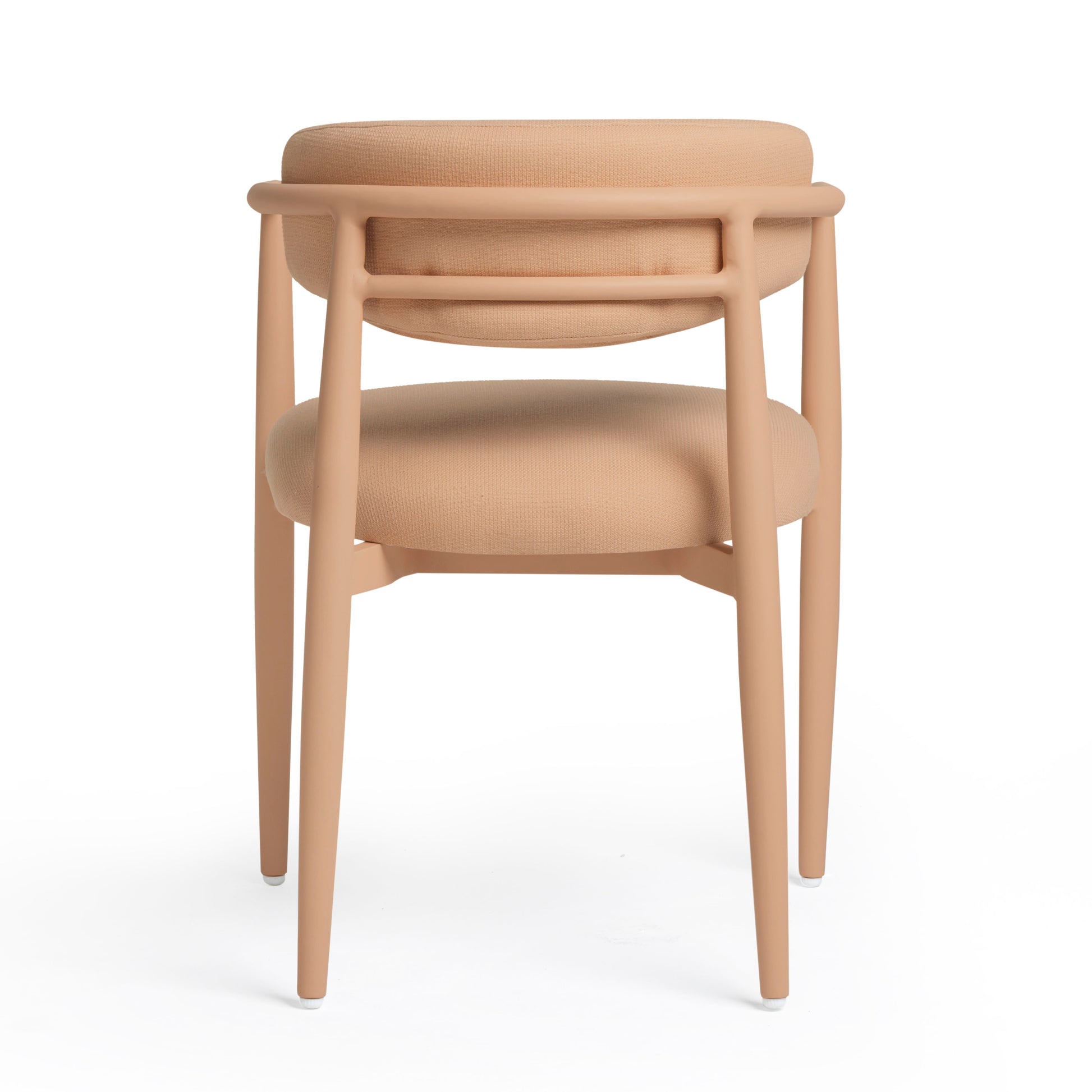 Annika Textured Contract-Grade Fabric Outdoor Dining Arm Chair - Peach - Image 5