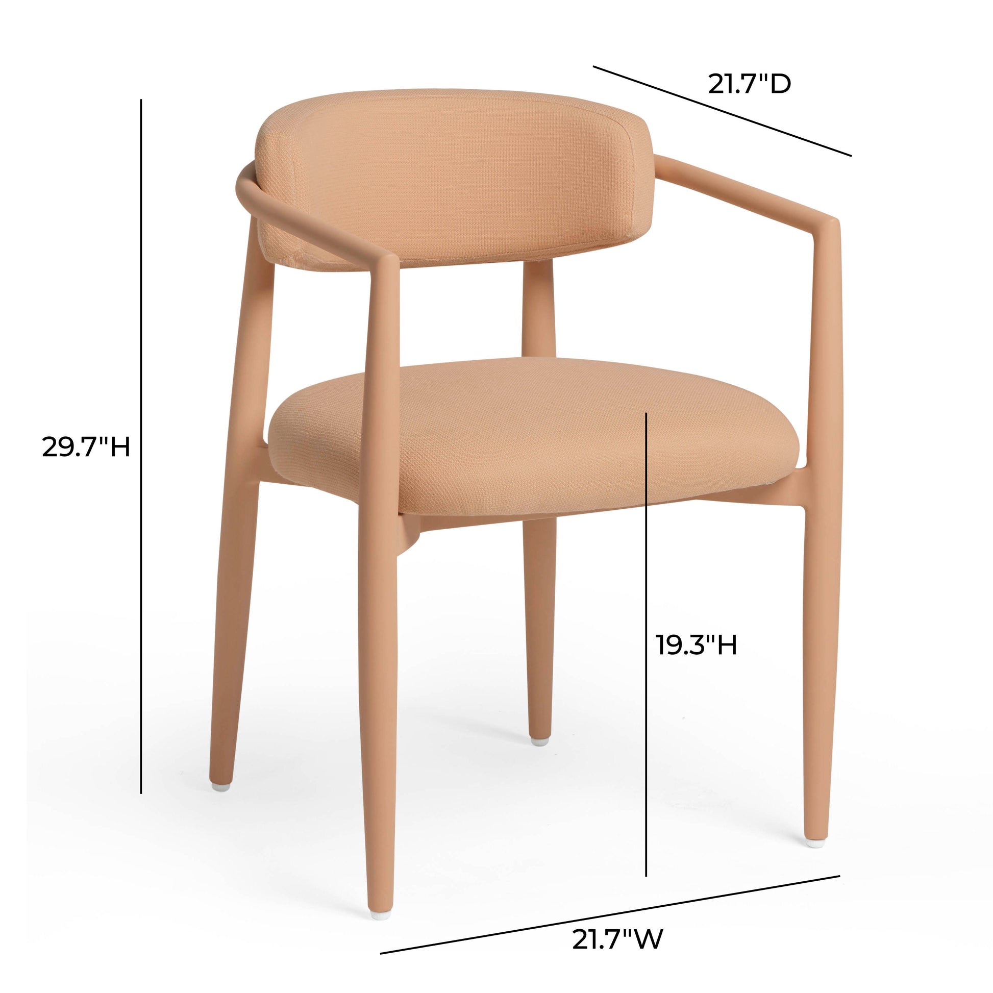 Annika Textured Contract-Grade Fabric Outdoor Dining Arm Chair - Peach - Image 7