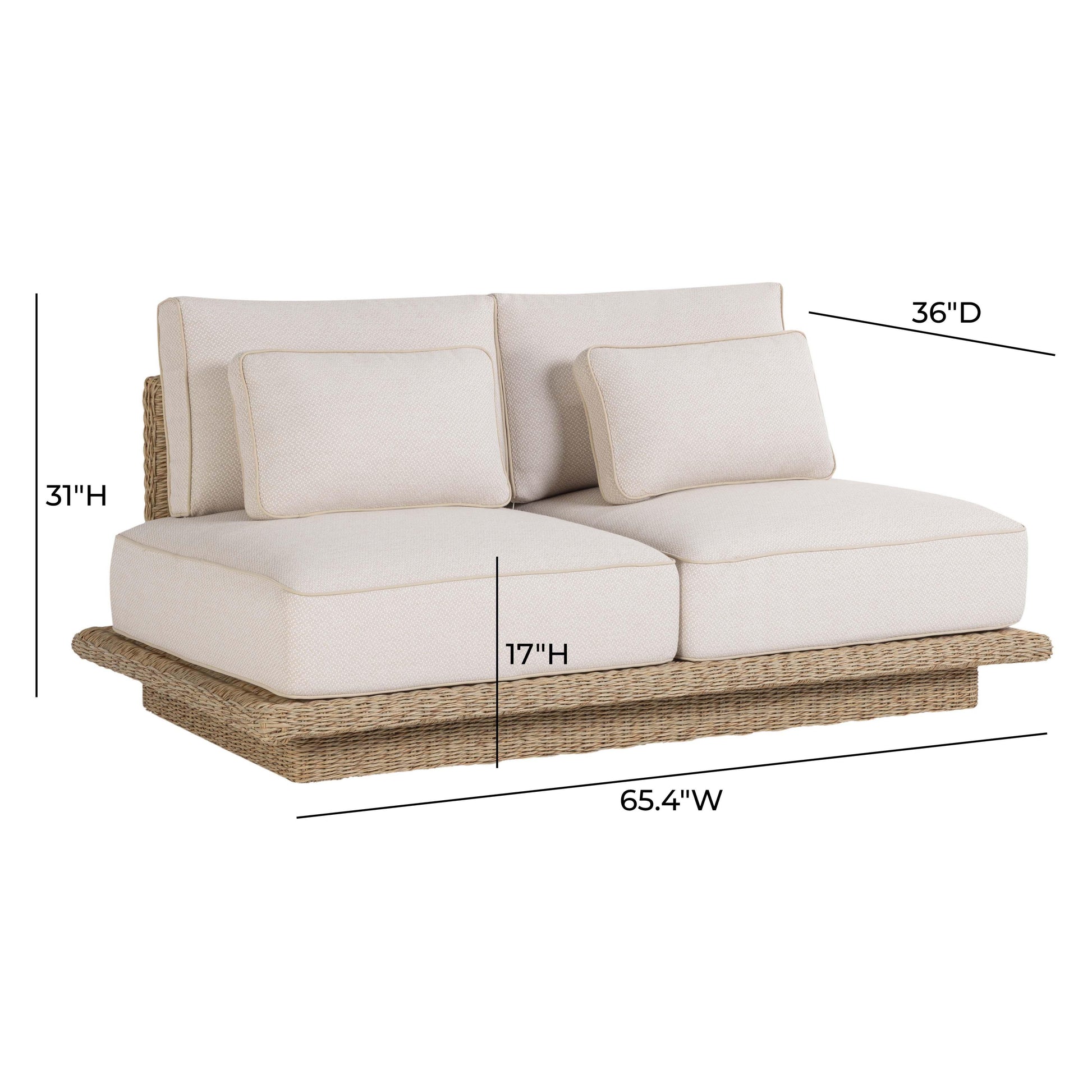 Mora Cream Outdoor Sofa - 65" - Image 5