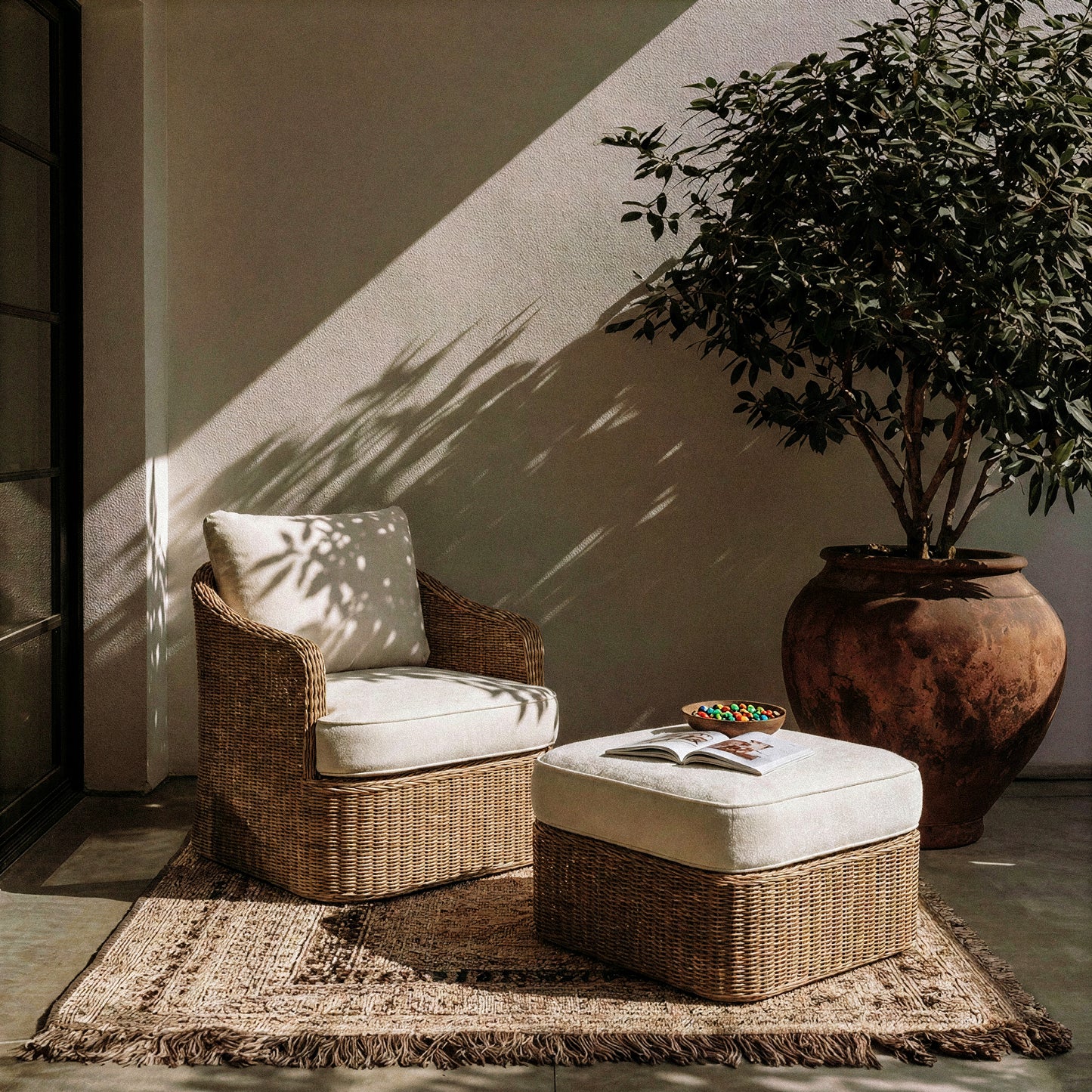 Axel Boucle Outdoor Accent Chair - Cream - Image 2