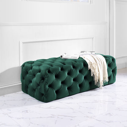 Kaylee 49" Performance Velvet Tufted Jumbo Ottoman - Green - Image 1