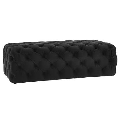 Kaylee 49" Performance Velvet Tufted Jumbo Ottoman - Black - Image 1