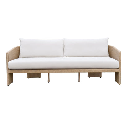 Alexa 80" Rattan Performance Fabric Outdoor Sofa - Cream - Image 1