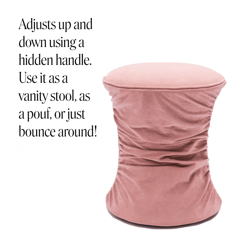 Bounce Ruched Performance Velvet Adjustable Ottoman - Pink - Image 3