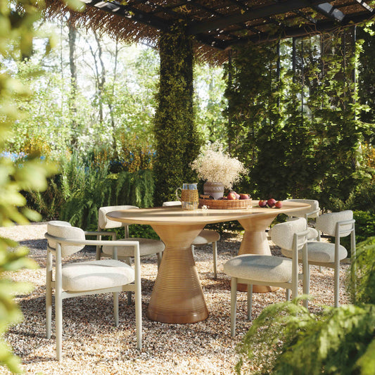 Annika Textured Contract-Grade Fabric Outdoor Dining Arm Chair - Image 2