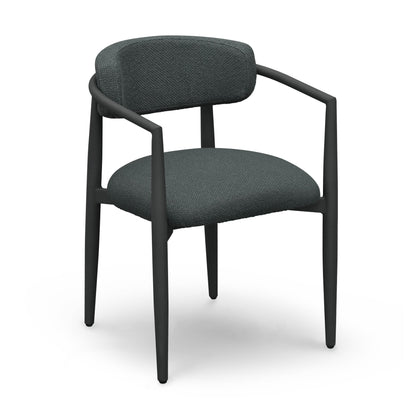 Annika Textured Contract-Grade Fabric Outdoor Dining Arm Chair - Black - Image 1