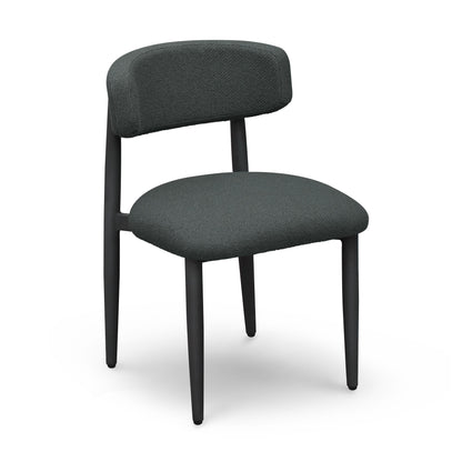 Annika Textured Contract-Grade Fabric Outdoor Dining Side Chair - Black - Image 1