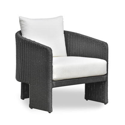 Alexa Rattan Performance Fabric Outdoor Accent Chair - Black,Cream - Image 1